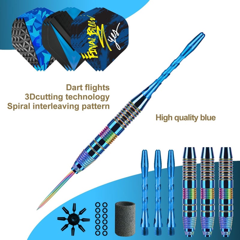 Trecynd Darts Metal Tip Set 3 Aluminum Shaft Metal Dart Set Professional Darts Steel Tip Sets + Extra Dart Flights 3 Replace Plastic Shafts Beginner or Professional Darts 22g - Image 4